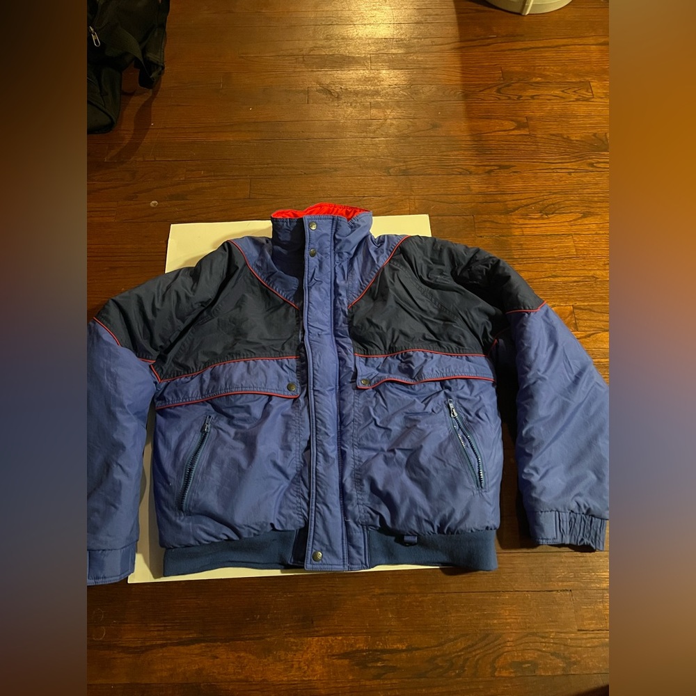 VTG Olympic Exposure Blue Black Jacket Size L 90s Colorblock